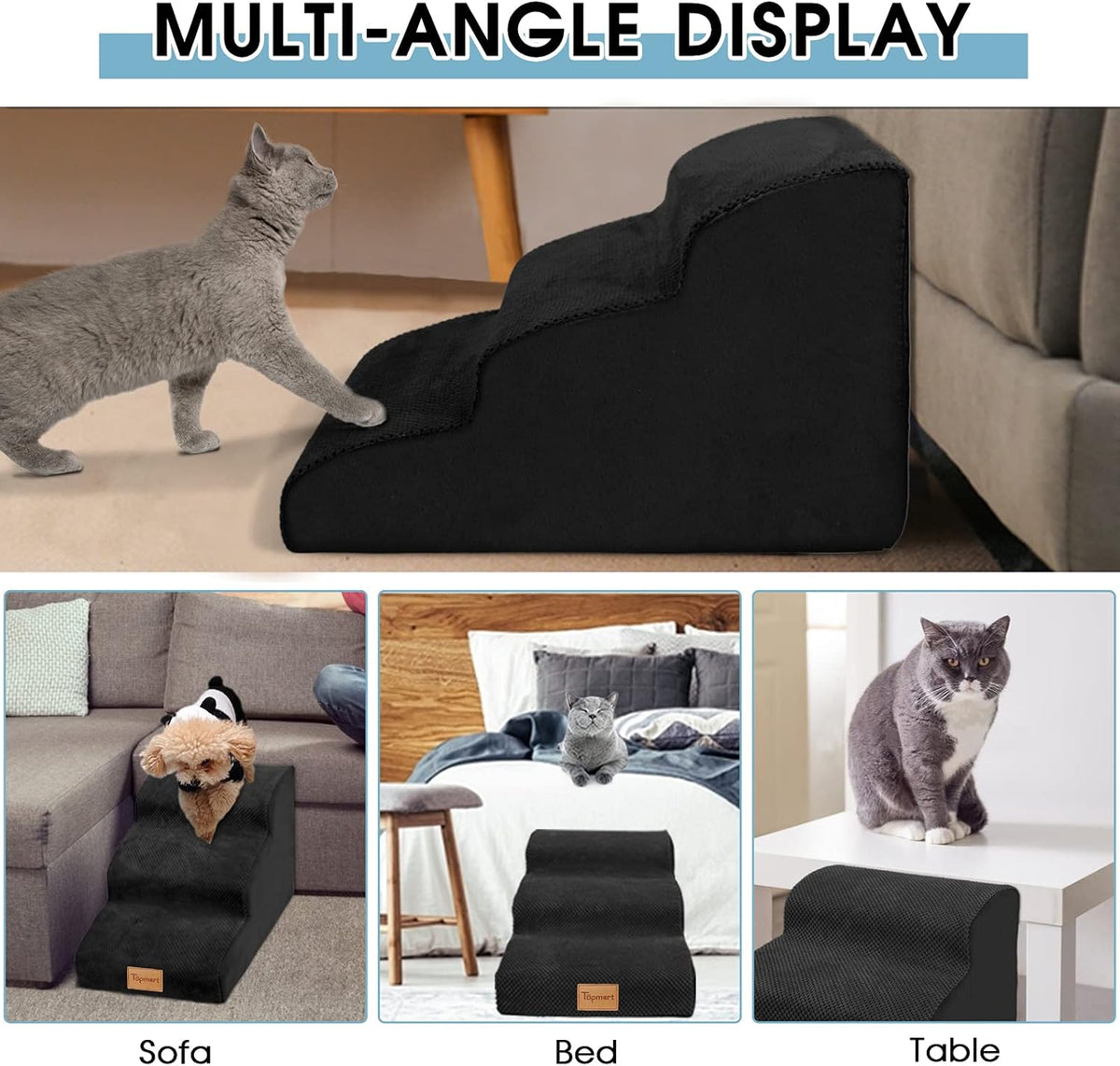 3 Tiers Non-Slip High Density Foam Dog Steps A378283