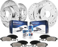 Front & Rear Drilled Slotted Rotors + Brake Pads 10pc Set U747