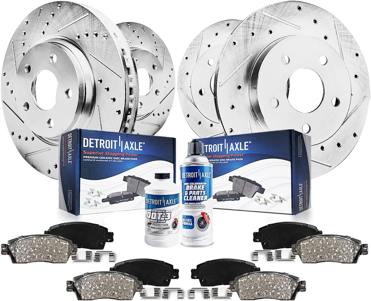 Front & Rear Drilled Slotted Rotors + Brake Pads 10pc Set U747