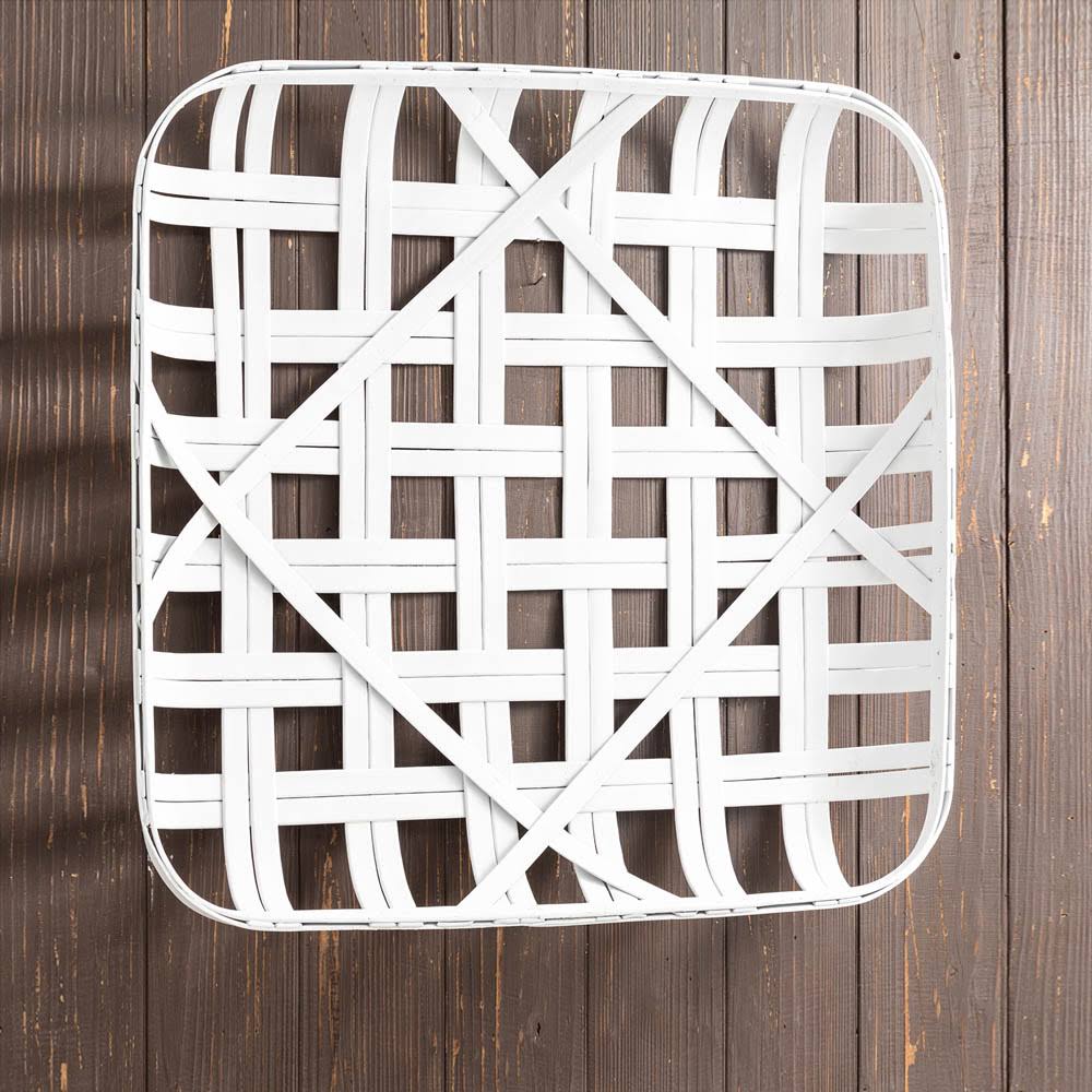 Vintage White Bamboo Basket L2286