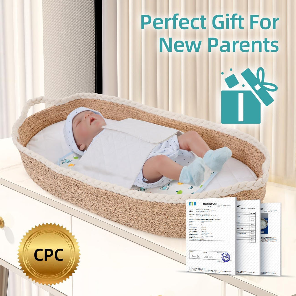 Baby Changing Basket with Waterproof 2 Diaper Pads and Removable Cover D471