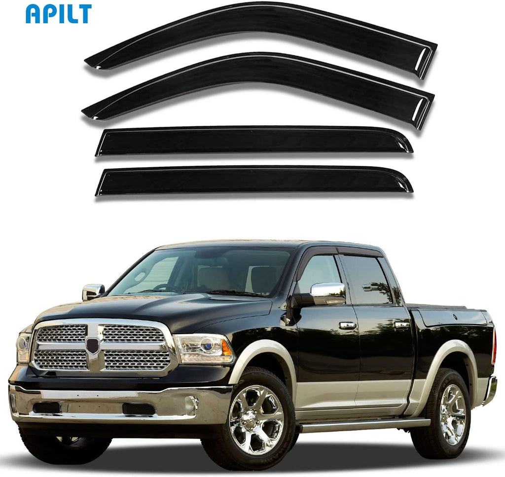 4-Piece Side Window Deflectors Rain Guards for Dodge Ram Crew Cab L71235