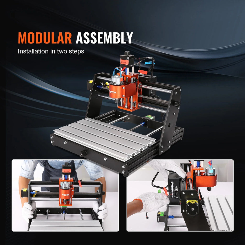 CNC Router Machine, 60W, 3 Axis, 11.8 x 7.87 x 2.36 in Working Area S5682