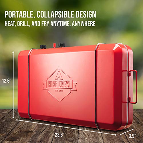 2-in-1 Gas Camping Stove and Griddle with Integrated Igniter J1231