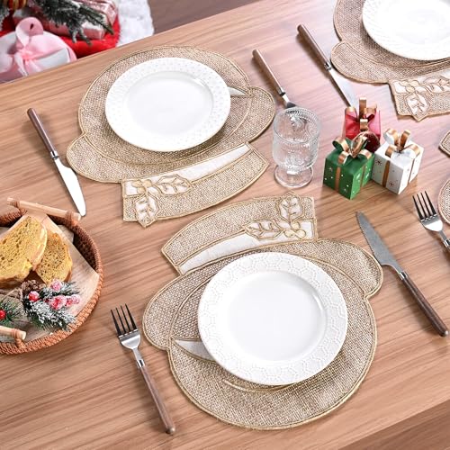 Set of 4 Burlap Christmas Placemats A71595
