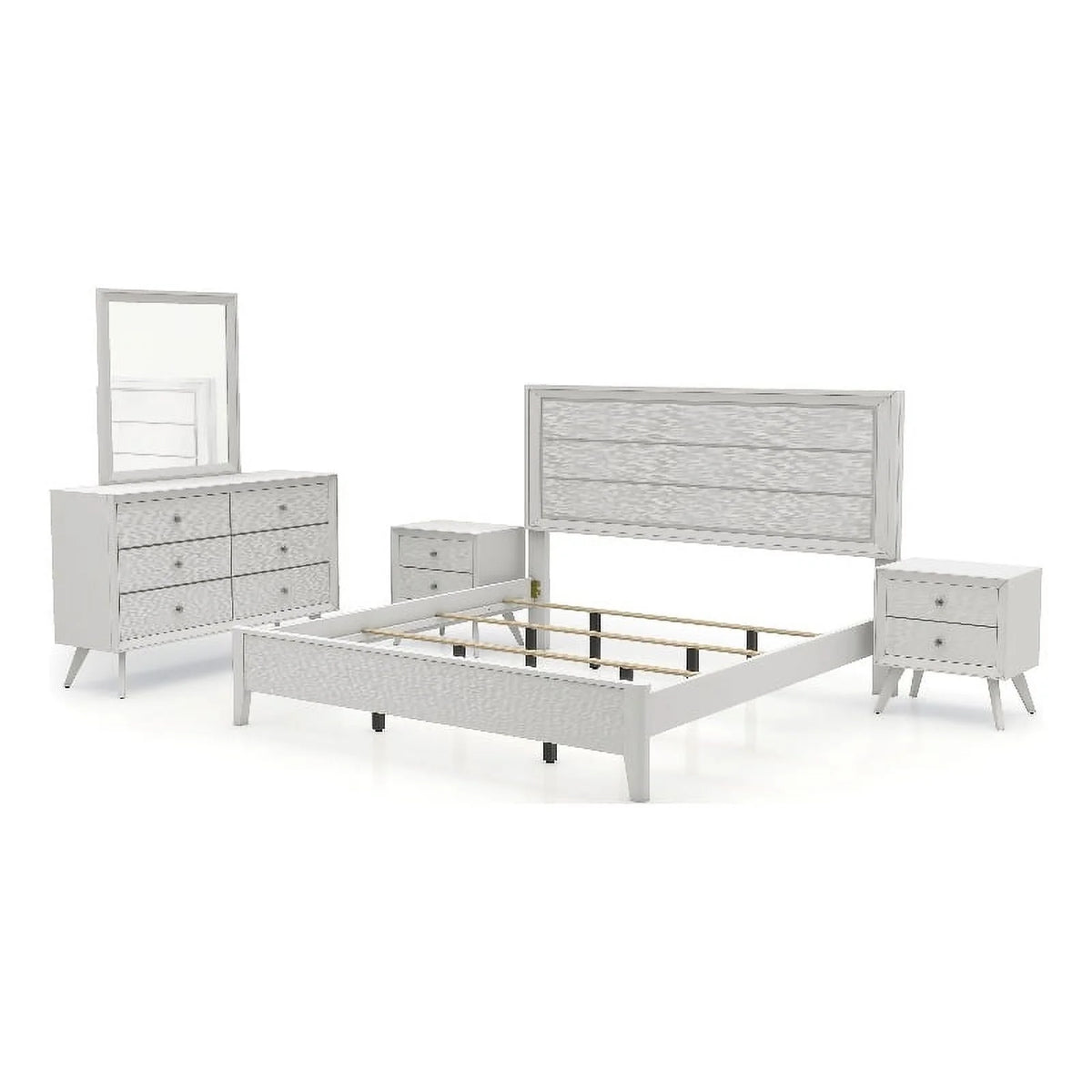 5pc Wood White Bedroom Set Cal King T36175