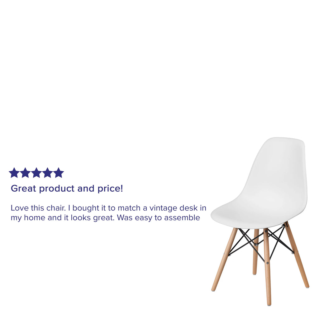 White Plastic Chair with Wooden Legs T9242