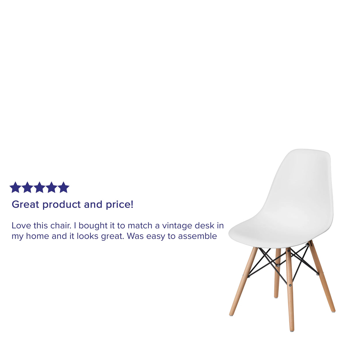 White Plastic Chair with Wooden Legs T9242