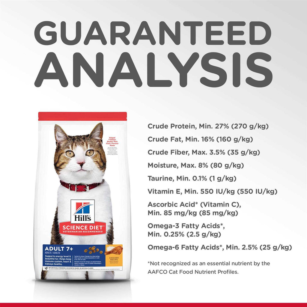 Adult 7+ Chicken Recipe Dry Cat Food A493