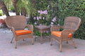 Windsor Honey Wicker Chair & End Table Set with Orange Cushion H21801
