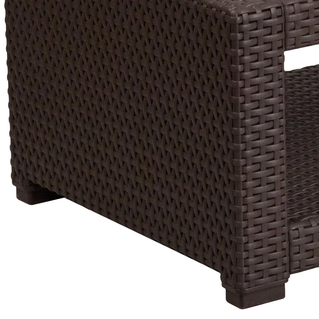 Chocolate Brown Faux Rattan Coffee Table Q3895
