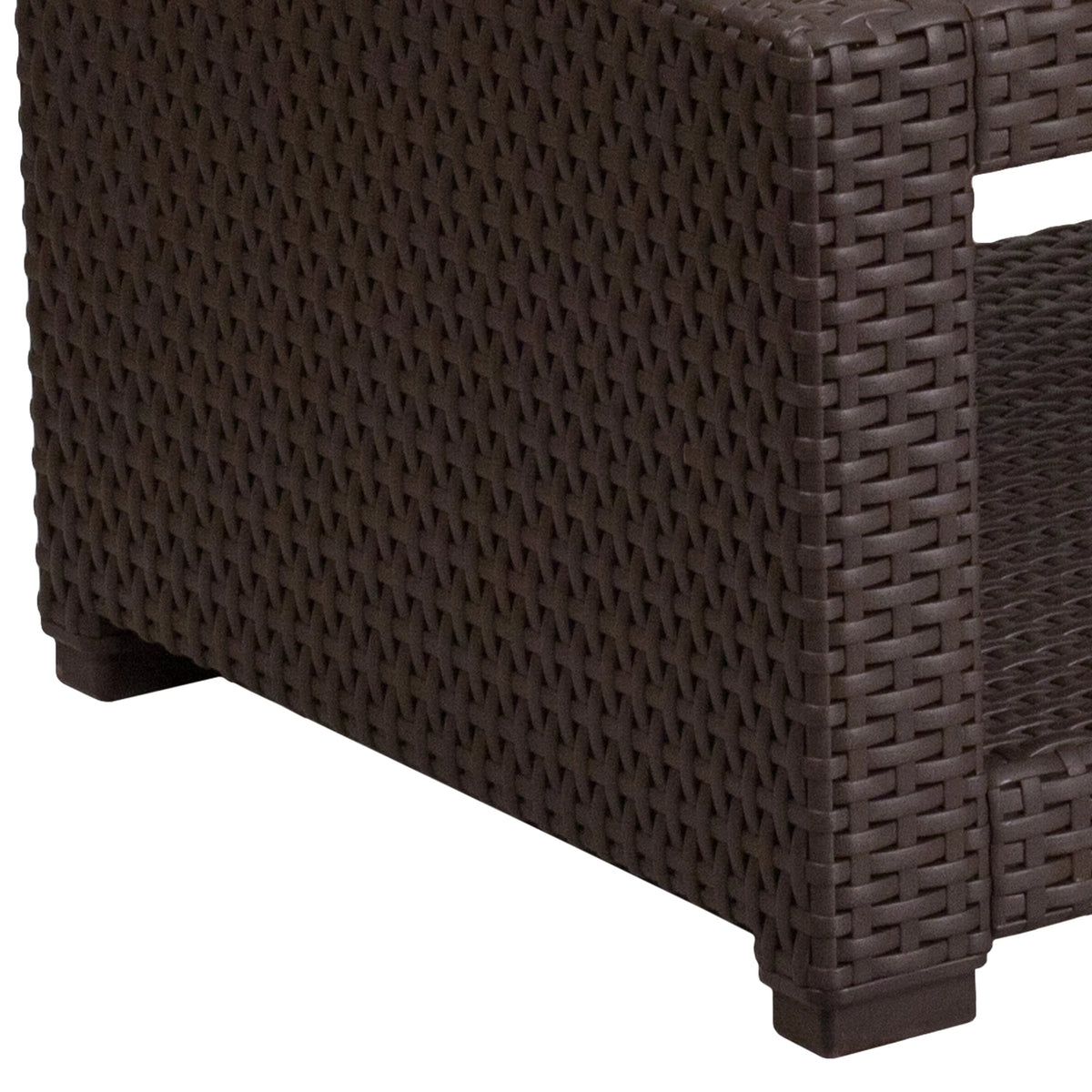Chocolate Brown Faux Rattan Coffee Table Q3895