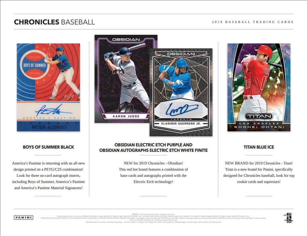 2019 Panini Chronicles Baseball Hobby Box W8848