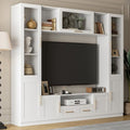 White TV Stand with Glass Doors & Shelves K902