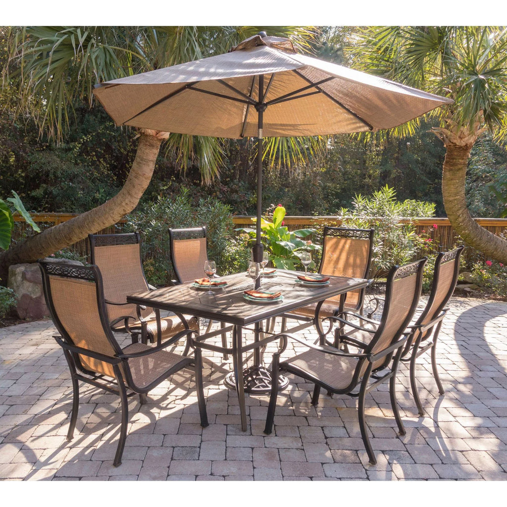 7-Piece Tile-Top Outdoor Dining Set with Chairs and Umbrella L876181