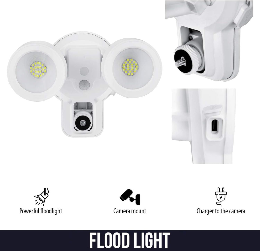 3-in-1 Wired Floodlight, Charger and Mount 2000 lumens White D537