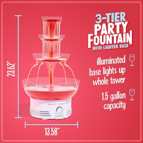 3-Tier Lighted Party Fountain, 1.5 Gallons, 8 Reusable Cups H962