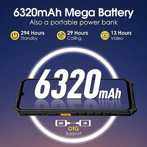 Black Rugged Smartphone, 12+64GB, 50MP Rear Camera, 6.52” Screen, 6320mAh Q439563