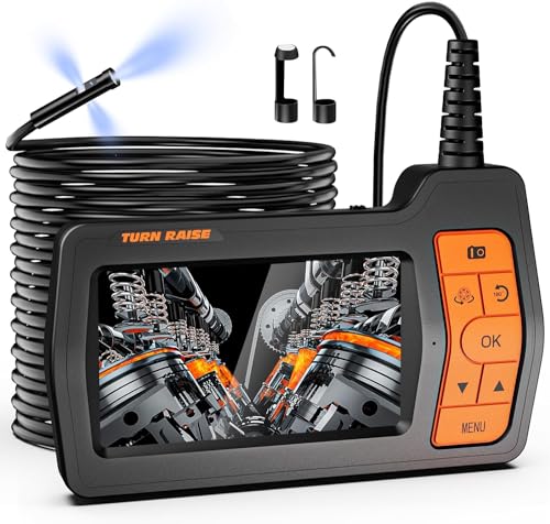 Triple Lens Sewer Camera with 50ft, 5" IPS Screen Borescope with Light, 1080P HD Endoscope IP67 Drain Pipe Snake Drain Camera, 32G Card Semi-Rigid Cable for Plumbing Inspection + Case S83292