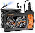 Triple Lens Sewer Camera with 50ft, 5" IPS Screen Borescope with Light, 1080P HD Endoscope IP67 Drain Pipe Snake Drain Camera, 32G Card Semi-Rigid Cable for Plumbing Inspection + Case S83292