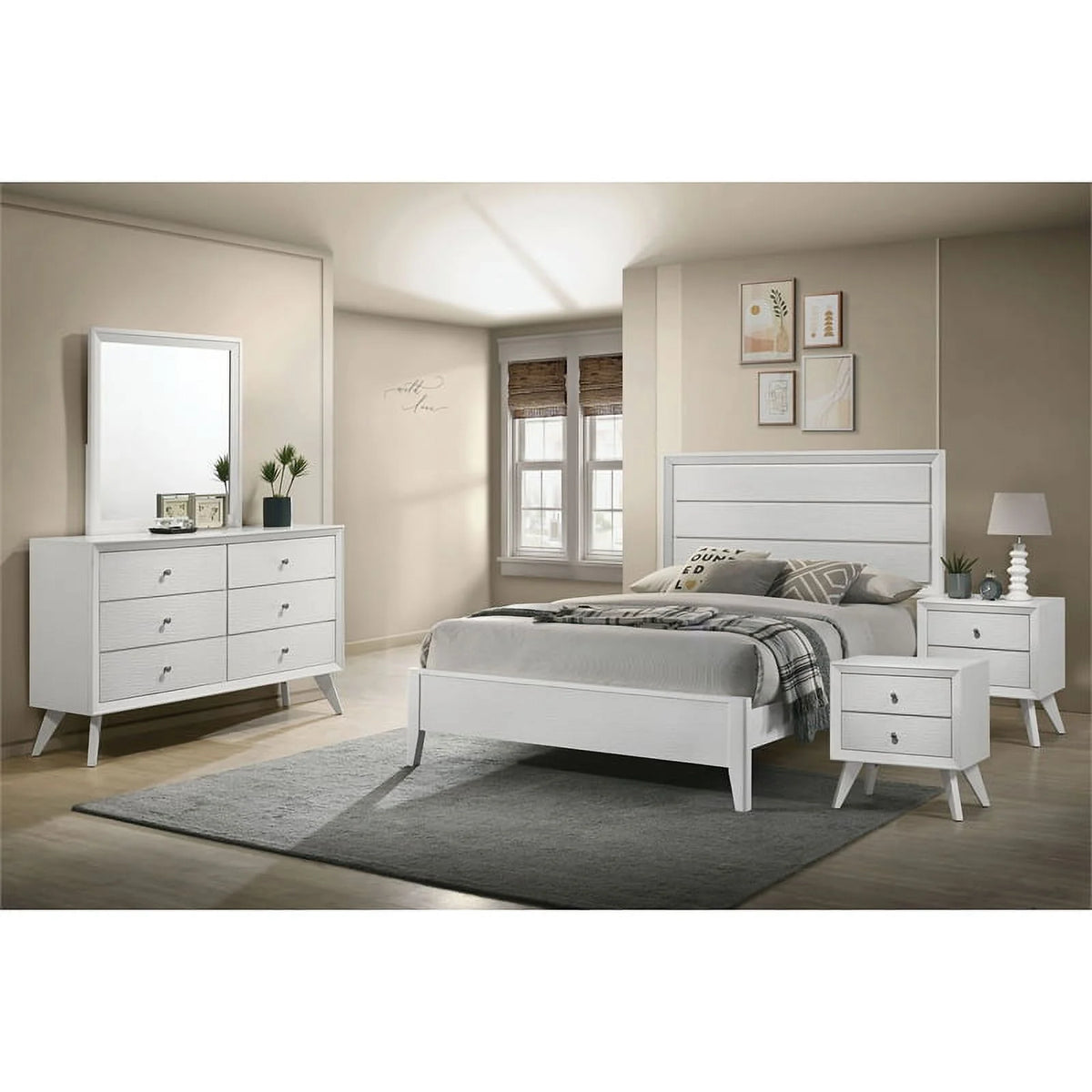 5pc Wood White Bedroom Set Cal King T36175