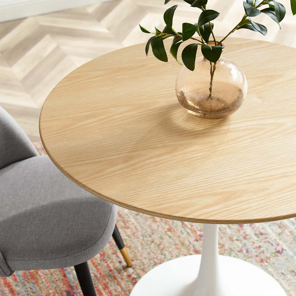 36 inch Round Natural Brown White Wood Metal Dining Table H2639