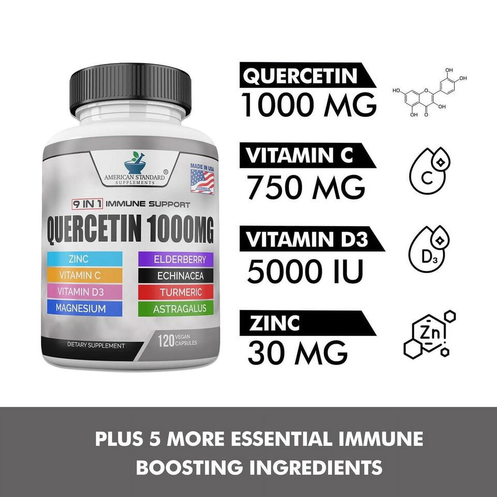 Quercetin 1000mg Magnesium 120 Capsules H46760