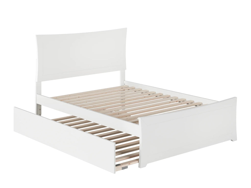 White Full Platform Bed with Trundle O353