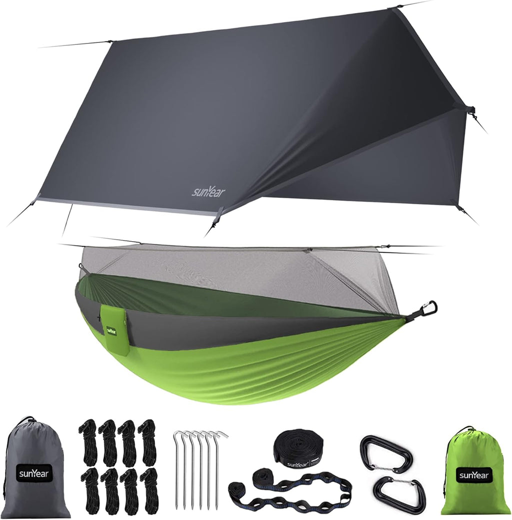 Portable Double Hammock with Net, 2 Person Hammock Tent with Straps O702333
