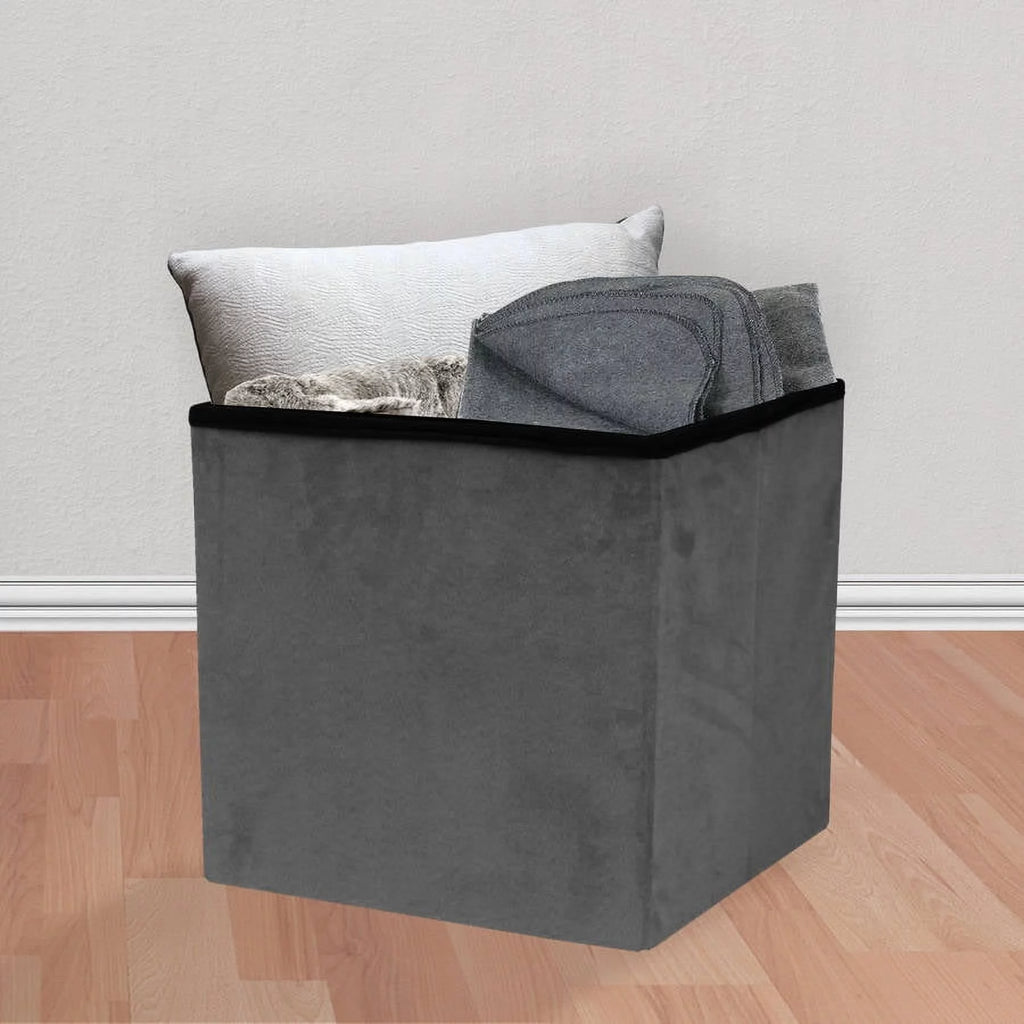 Foldable Suede Storage Ottoman P283