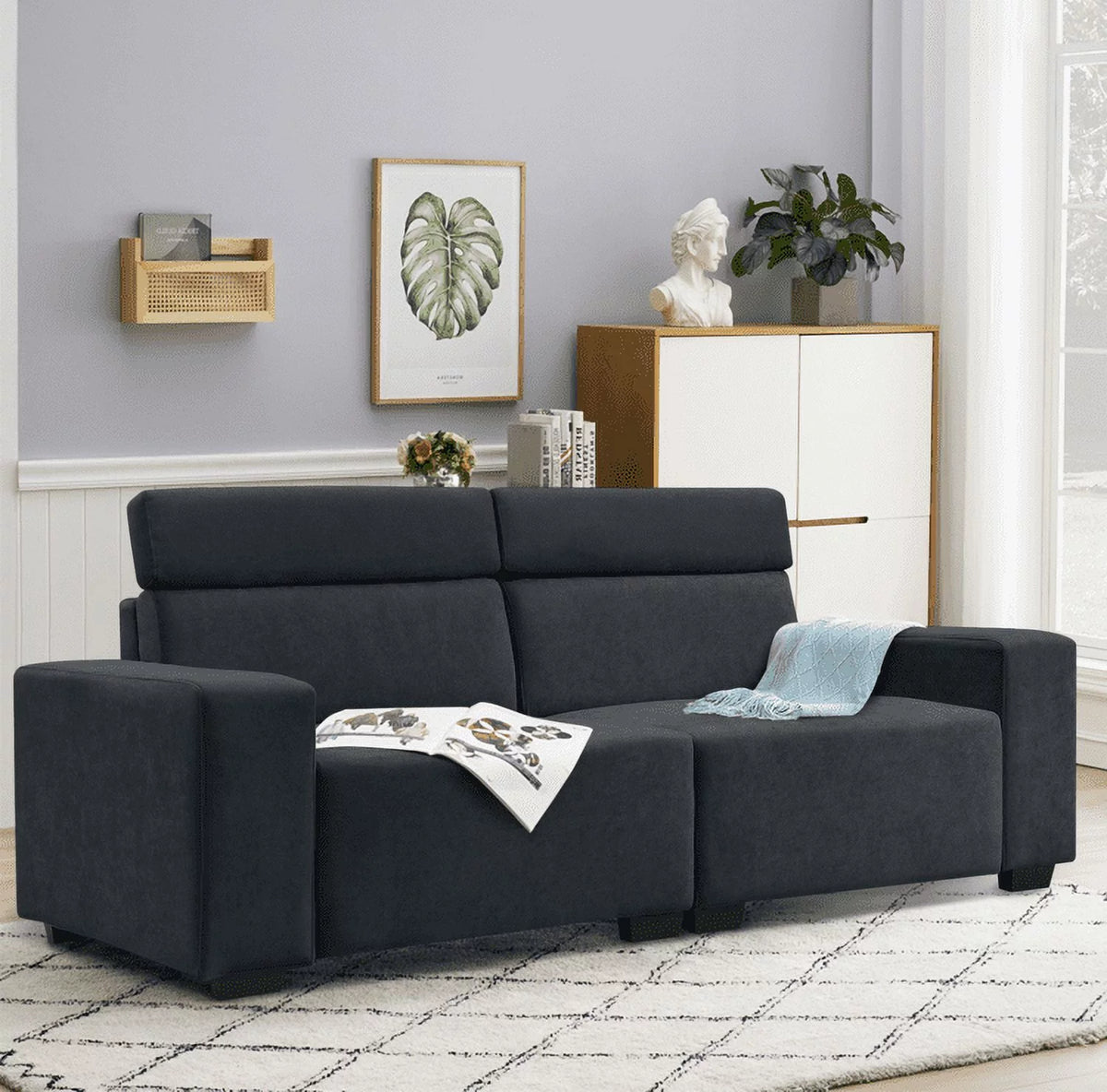 Black Velvet 2-Seater Sofa M888069