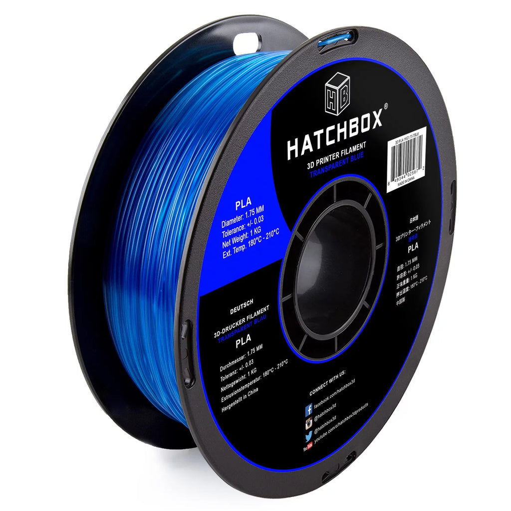 PLA 3D Printer Filament 1.75 mm 1 kg Spool Transparent Blue X27171