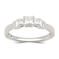 14K White Gold 3 Stone Princess Diamond Engagement Ring F452