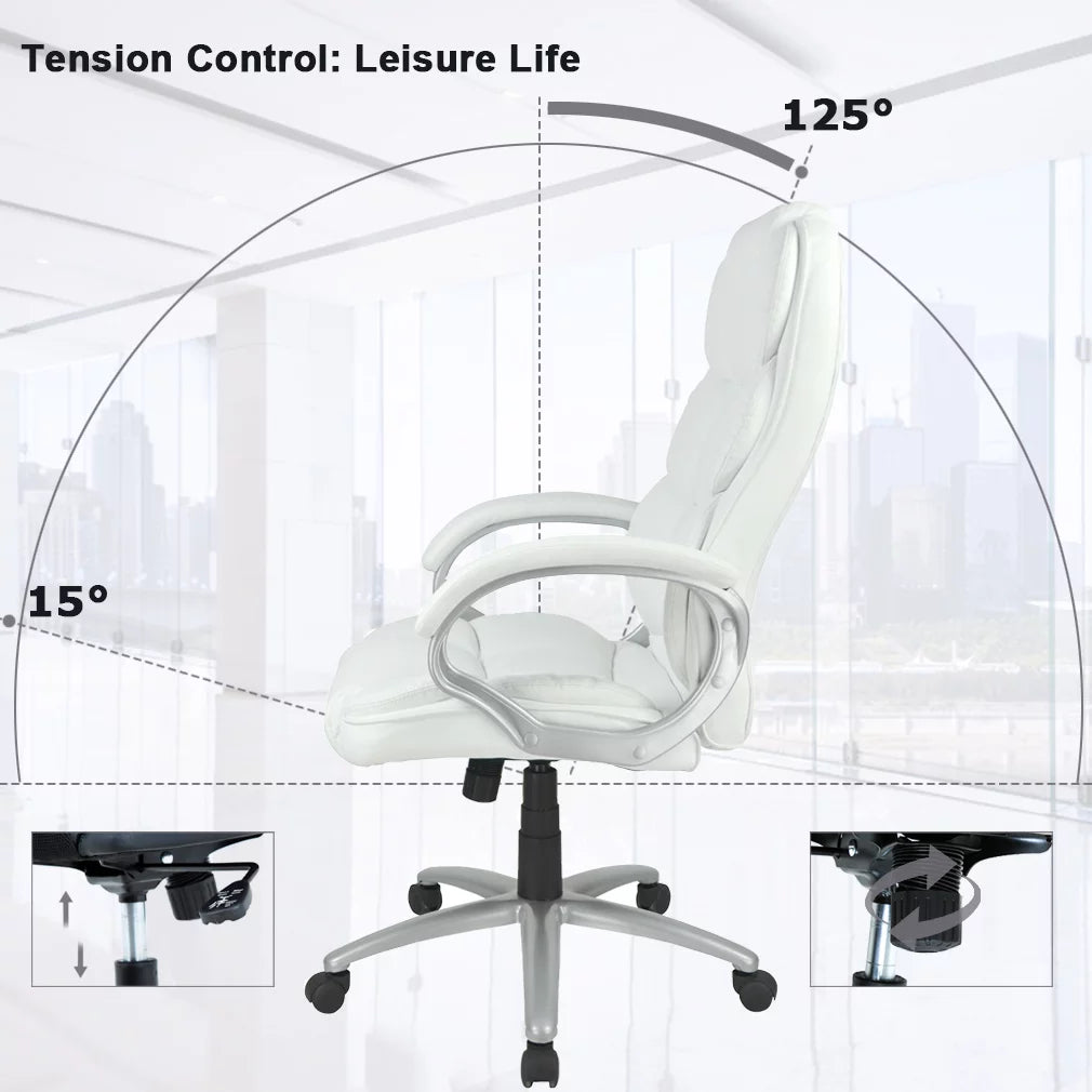 White High Back Leather Executive Office Chair A550