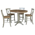 36" Round Wood Extension Dining Table With 4 Stools J367623
