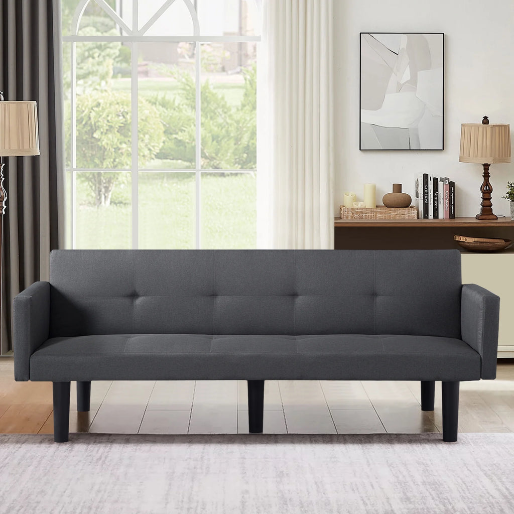 Blue Faux Suede Futon Sofa Bed F400150