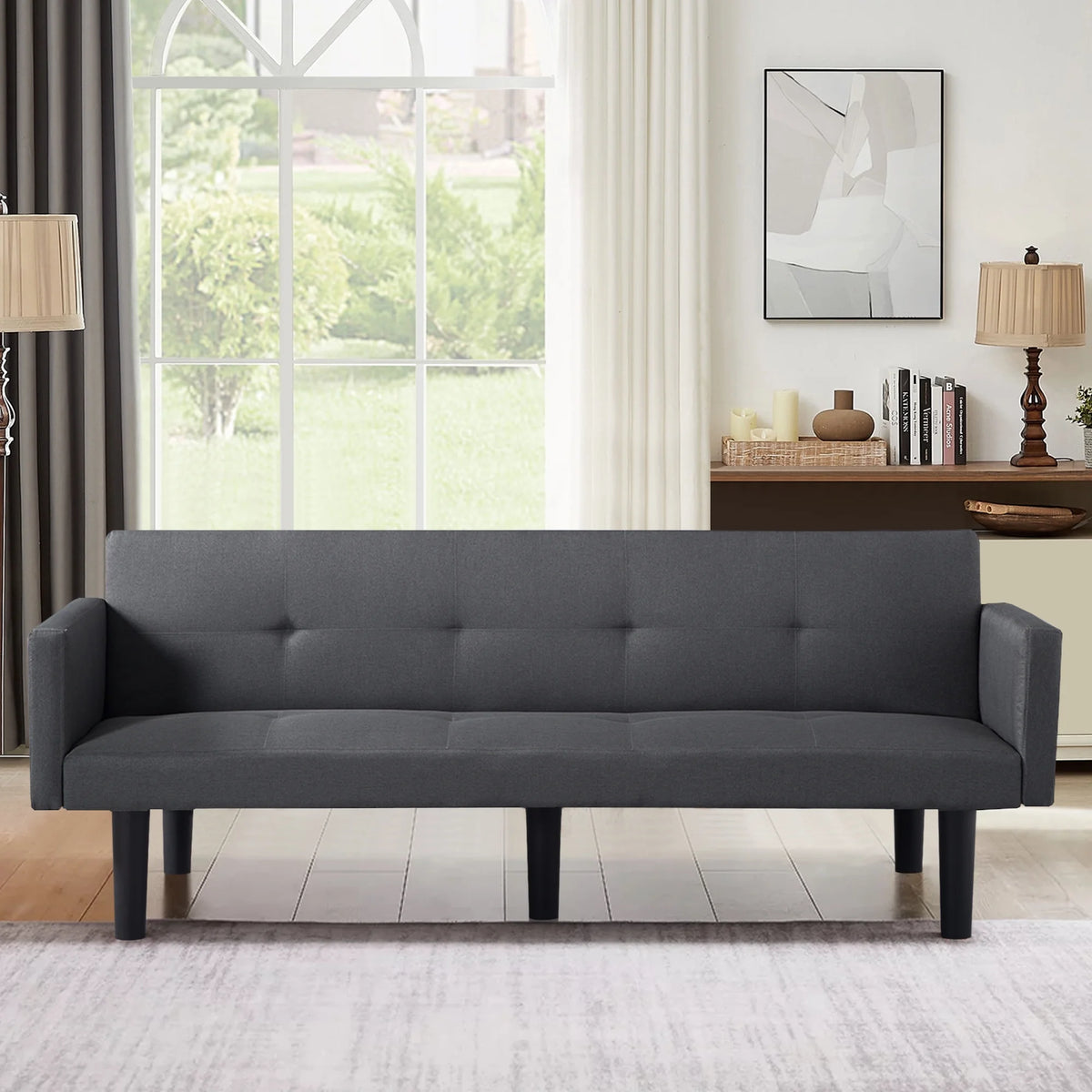 Blue Faux Suede Futon Sofa Bed F400150