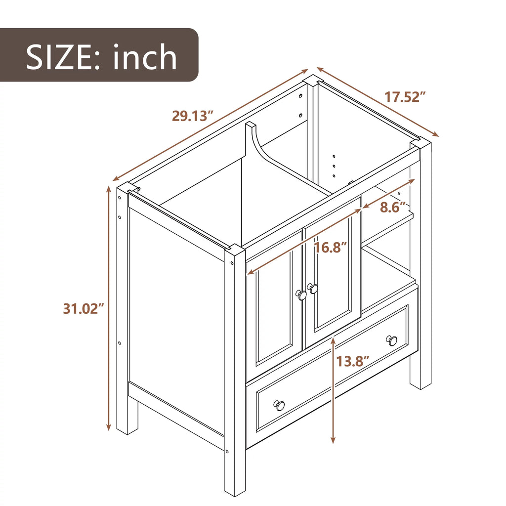 Grey Solid Wood Bathroom Vanity Base N45563