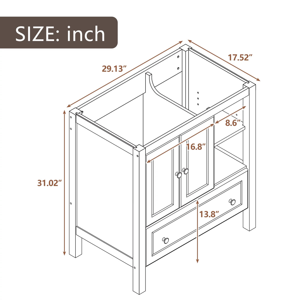 Grey Solid Wood Bathroom Vanity Base N45563