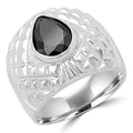 Pear Black Diamond Solitaire Engagement Ring in 10K White Gold G841190