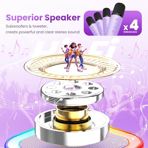 Portable Bluetooth Speaker with 2 Wireless Karaoke Microphones N1657