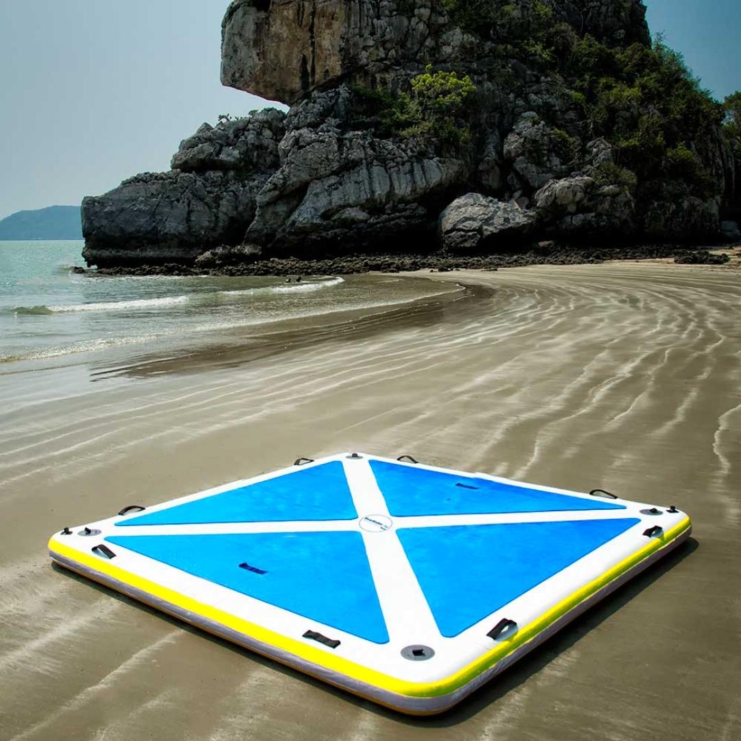 Blue Water Toys Four Person Inflatable Swim Deck with Non-Slip Surface, 8' x 6' C608