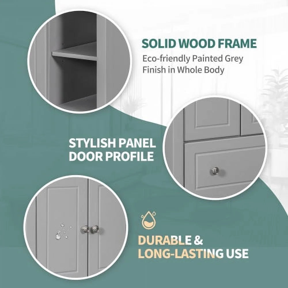 30" Grey Solid Wood Bathroom Vanity Base Only N9654