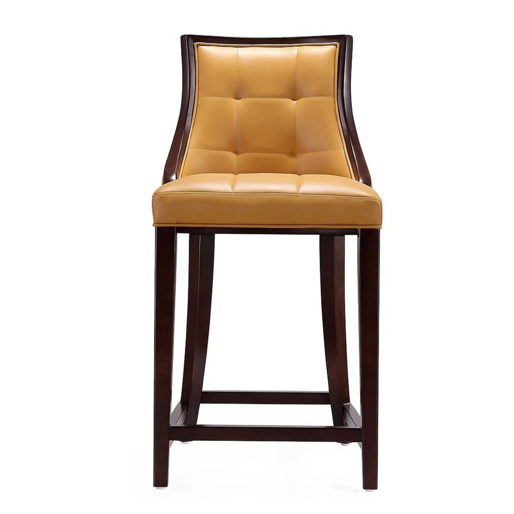 Camel and Dark Walnut Beech Wood Counter Height Bar Stool O8108
