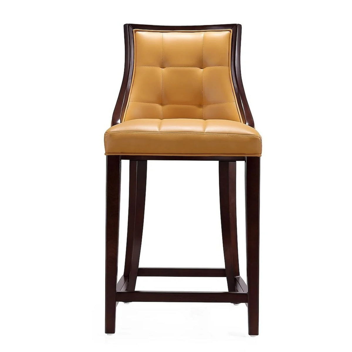 Camel and Dark Walnut Beech Wood Counter Height Bar Stool O8108