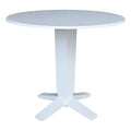 42" Round Solid Wood Dual Drop Leaf Pedestal Dining Table in White C84822