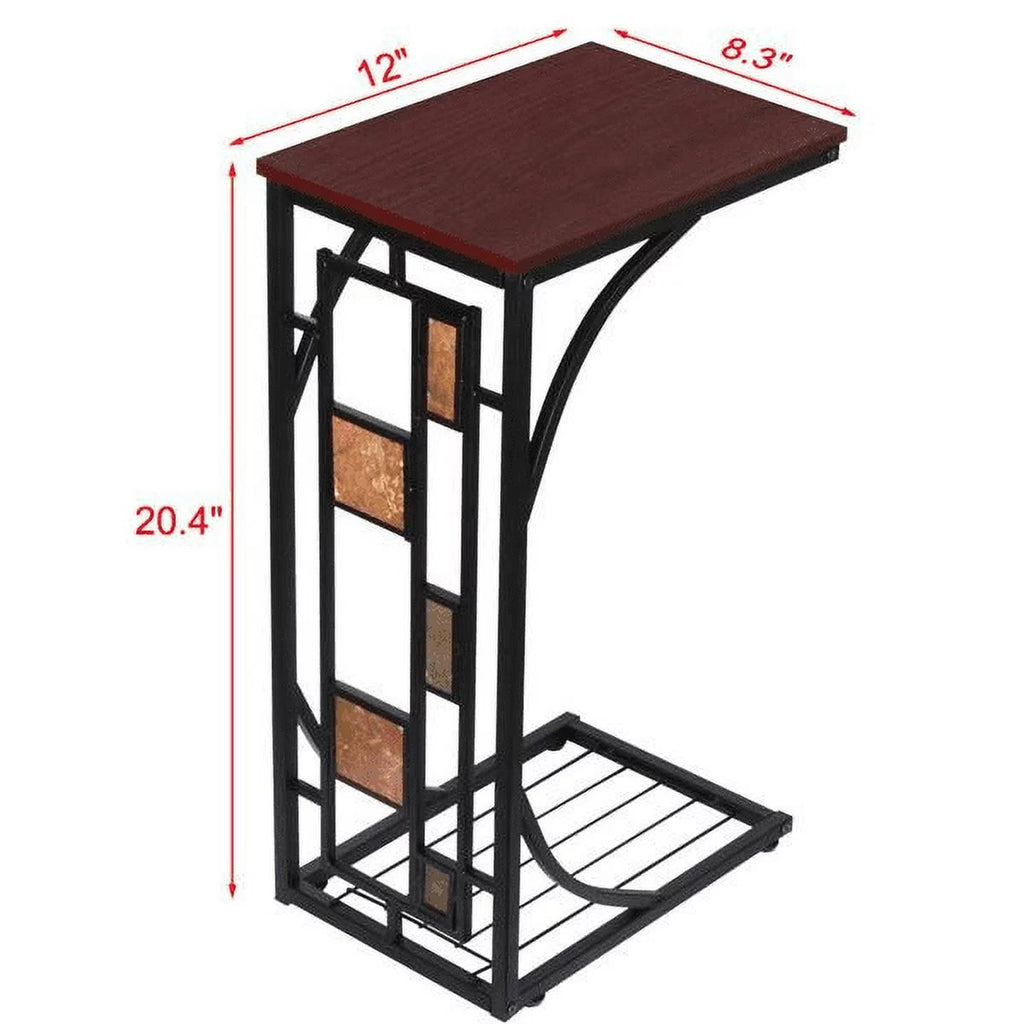 C-Shaped End Table with Geometric Pattern K763