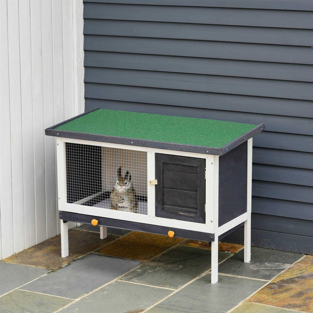 Wooden Rabbit Hutch with Pull-Out Tray L31150