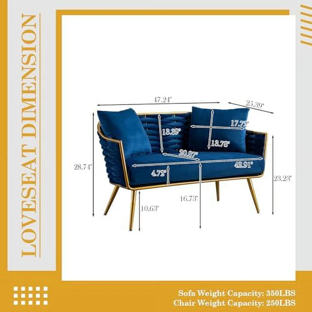Velvet Accent Sofa Chair with 2 Pillows A2295