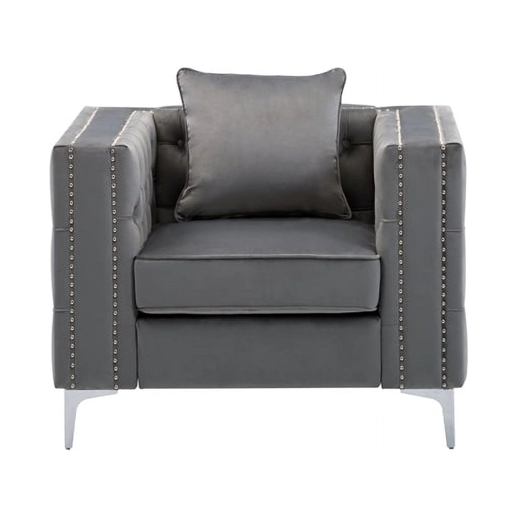 2 Piece Velvet Loveseat and Chair Set in Gray C3585
